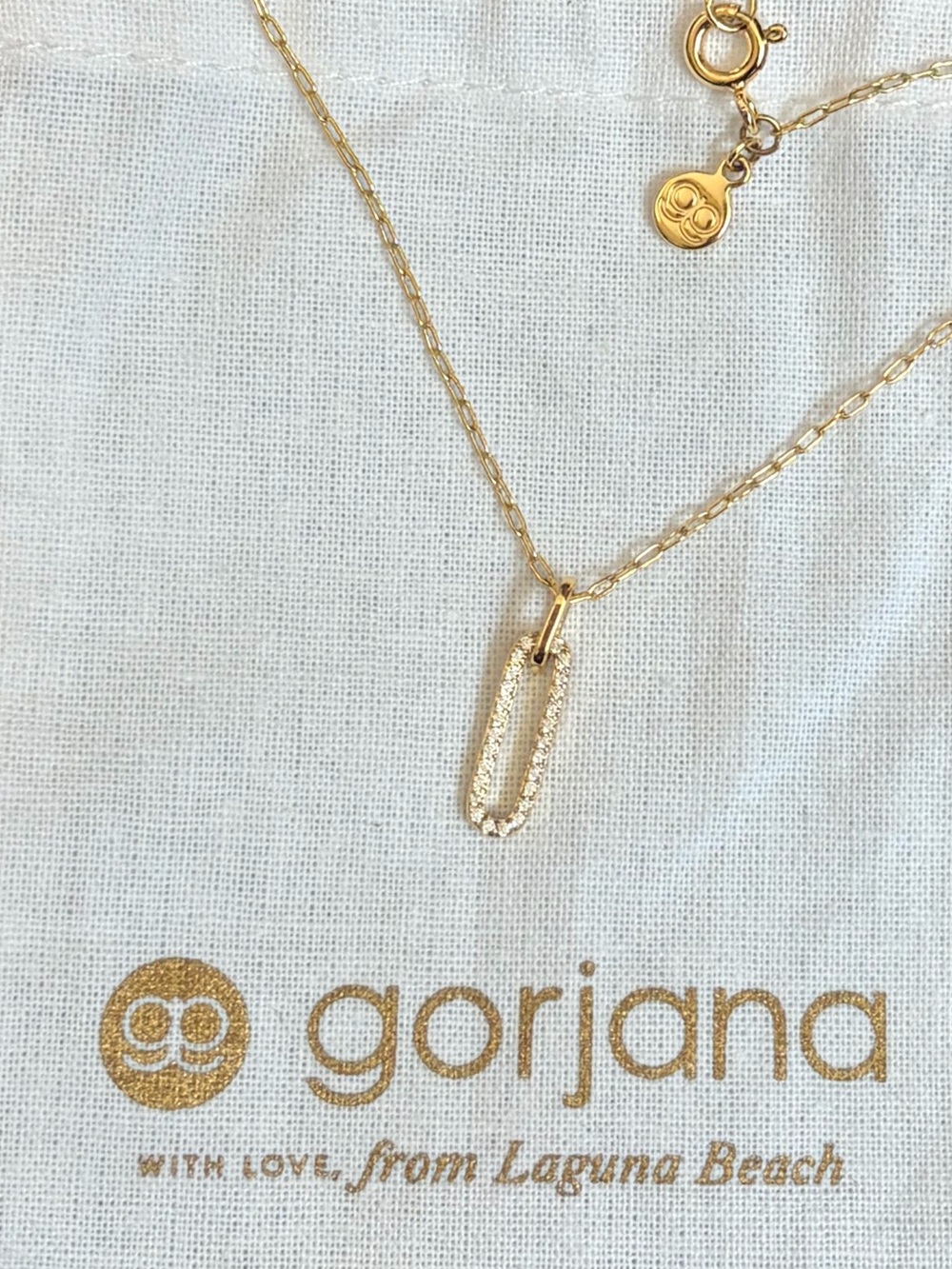 Gorjana Delicate Gold Pave Oval Link Necklace